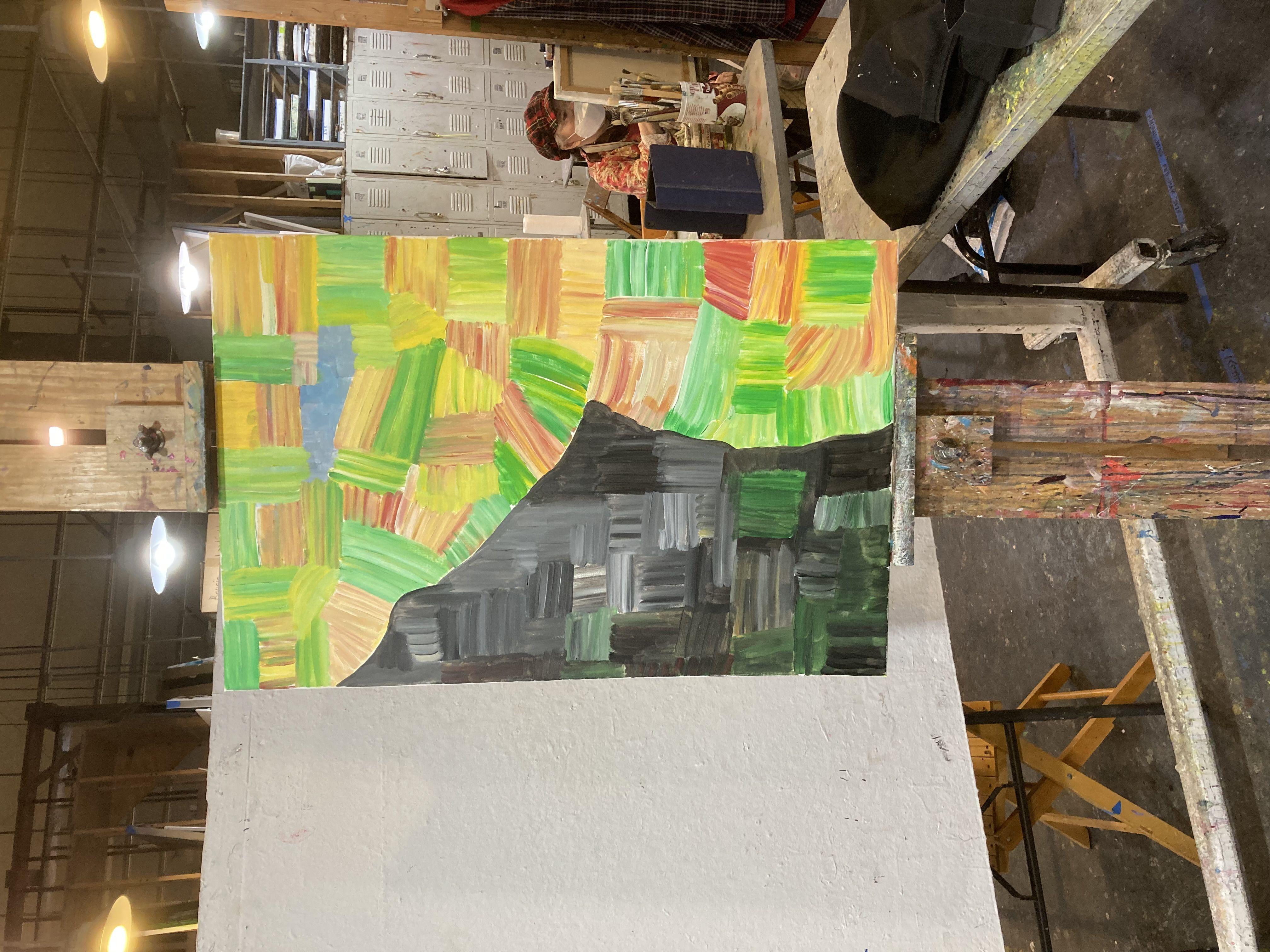 Le rideau de la matrice, peinture, acrylique sur toile - Painting de Dionysios Maravegias
