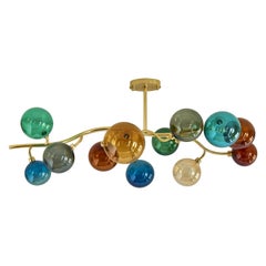 Lustre Dionysos d'Emile Lemardeley, XXIe siècle, laiton et verre soufflé à la main