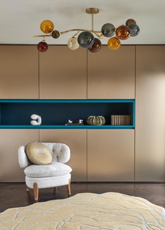 Lustre Dionysos d'Emile Lemardeley, XXIe siècle, laiton et verre soufflé à la main