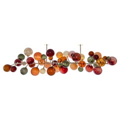 Multicolor blown glass and brass contemporary chandelier light Emilie Lemardeley
