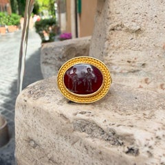 Dionysus and Apollo Roman Carnelian Intaglio (1st-2nd cent. AD) 22 Kt Ring