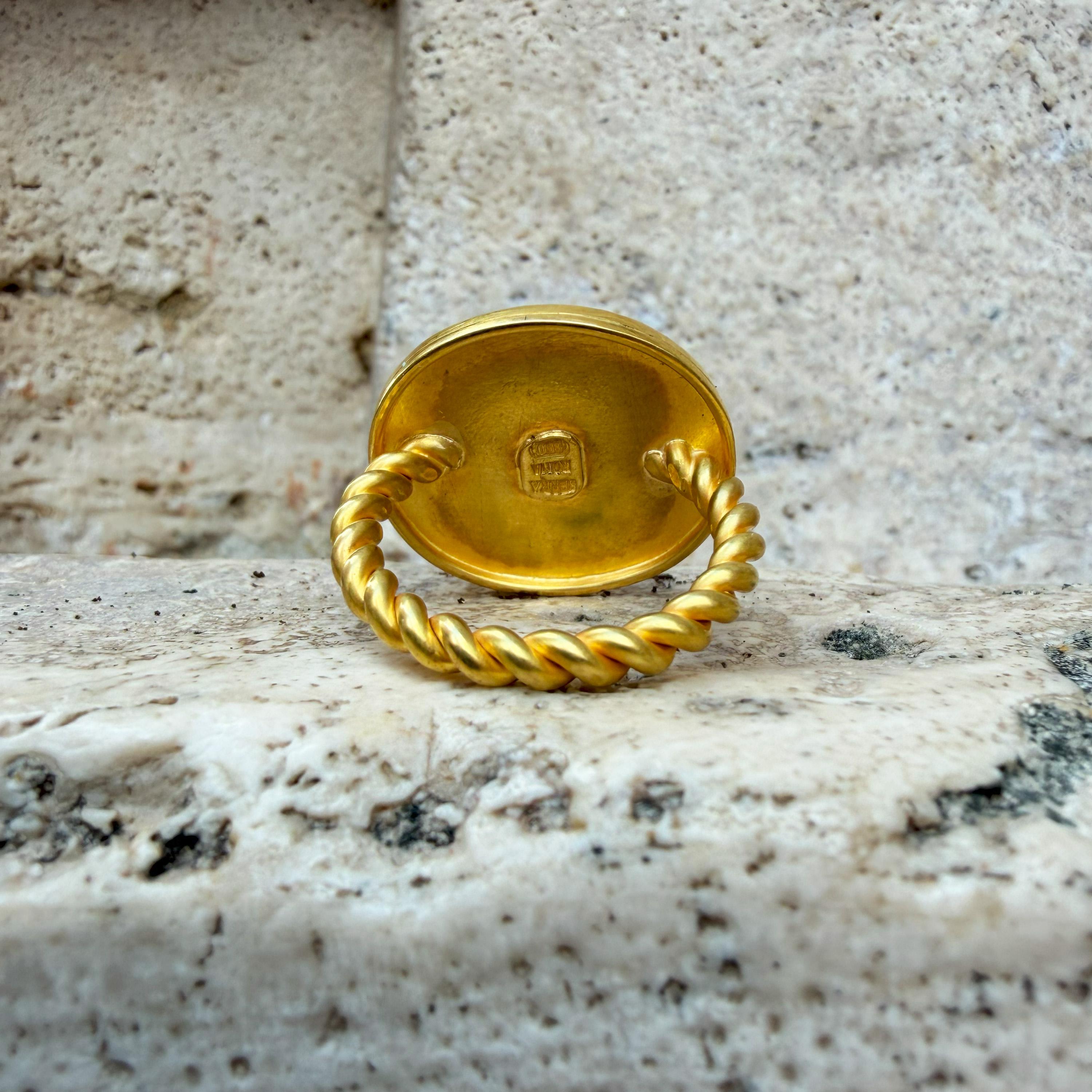 Dionysos et Apollon Intaille romaine en cornaline (Ier-2e s.) ADS) Bague de 22 carats en vente 2