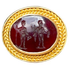 Dionysus and Apollo Roman Carnelian Intaglio (1st-2nd cent. AD) 22 Kt Ring