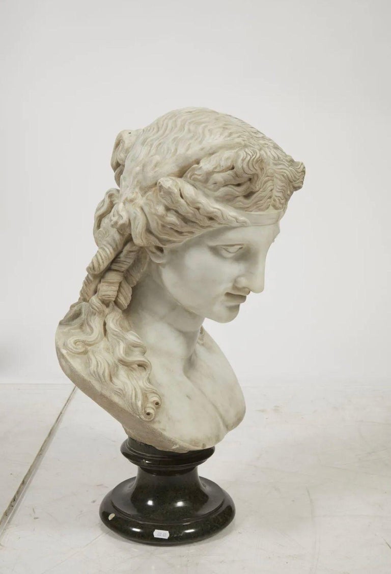 Italian 19th Century Neoclassical Sculpture Bust Dionysus White Marble Hand carved