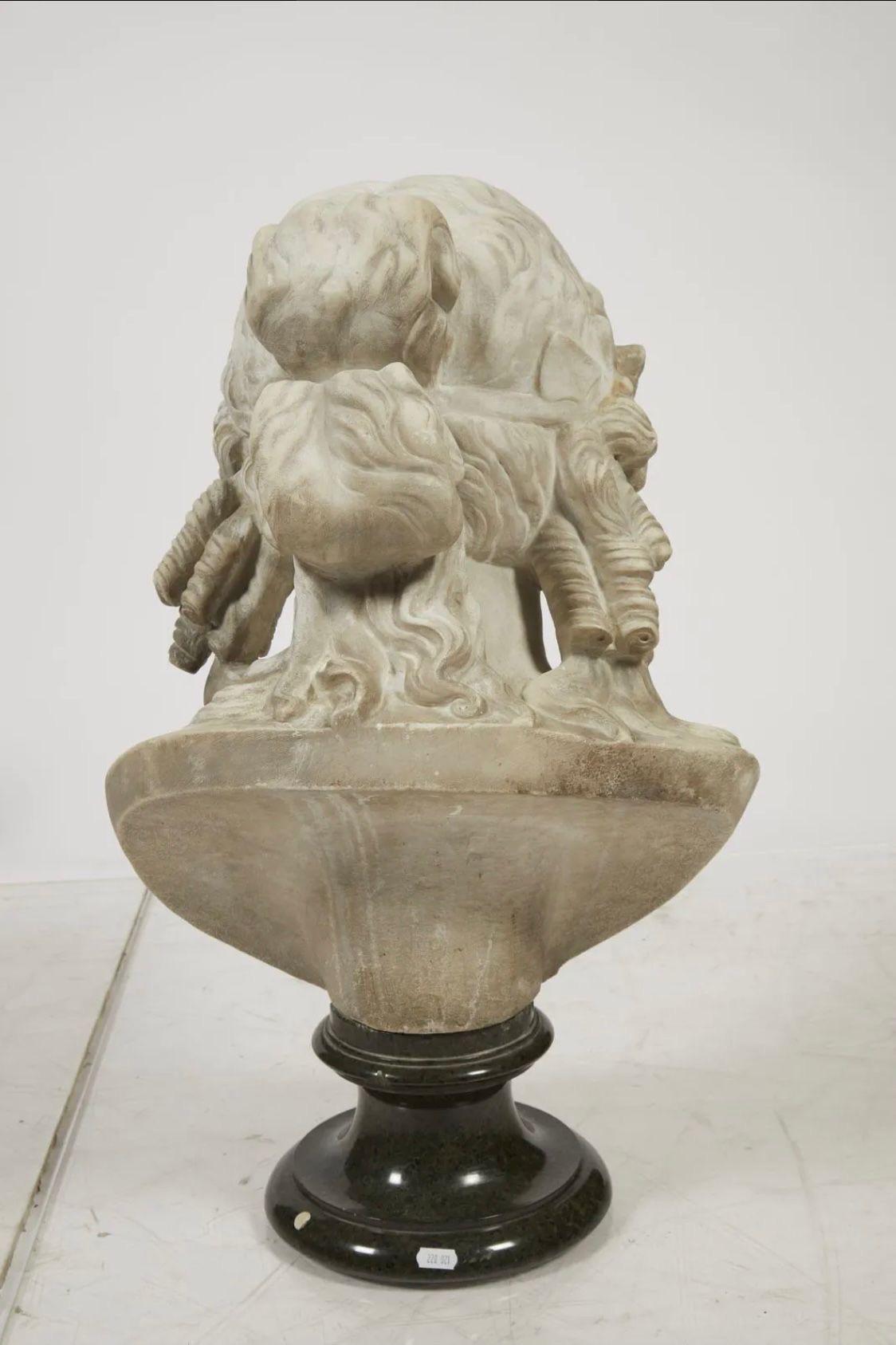 19th Century Neoclassical Sculpture Bust Dionysus White Marble Hand carved In Excellent Condition In Napoli, IT