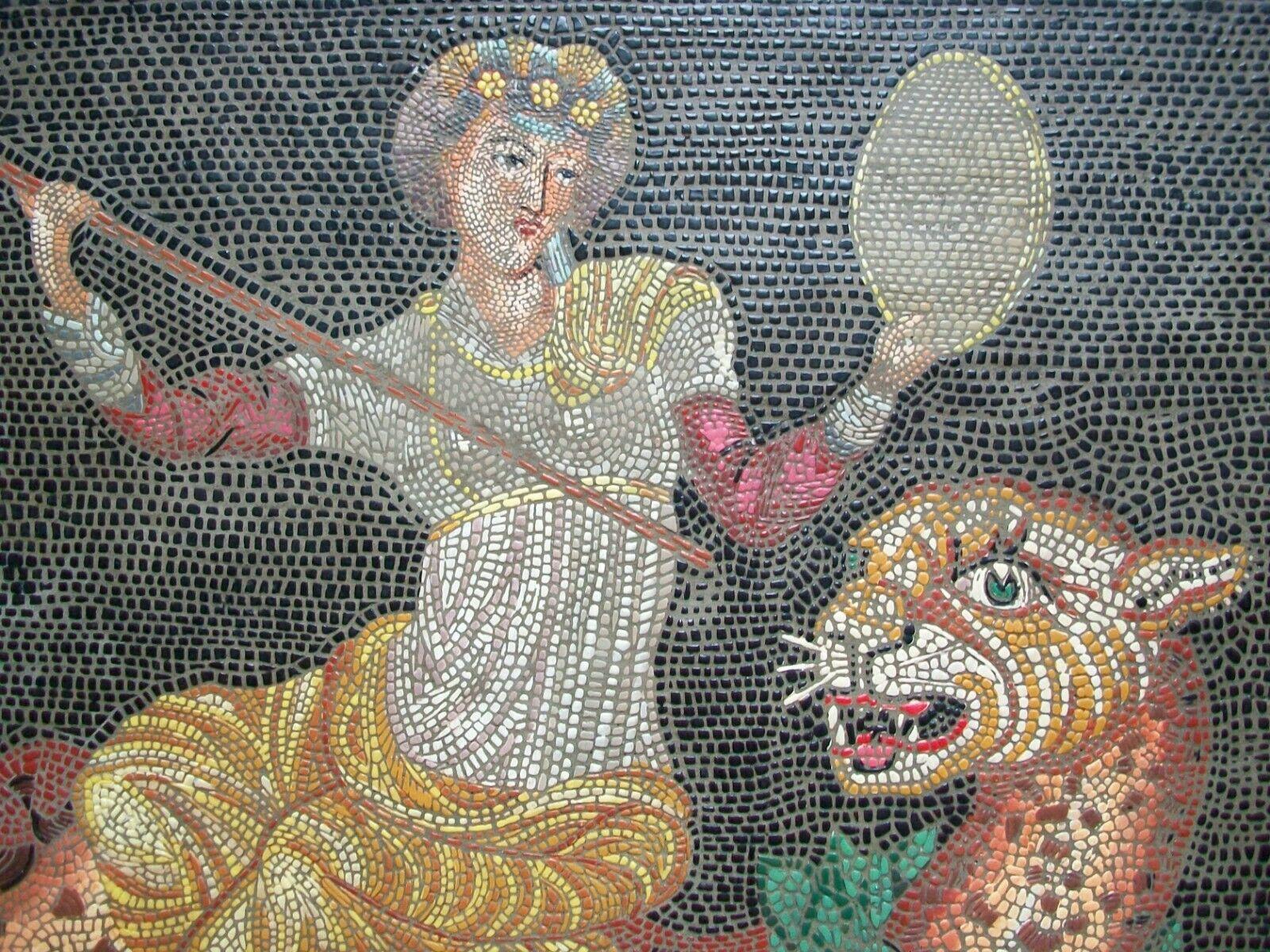 Dionysus Riding Panther, Molded Mosaic Style Panel, Signed, Greece, C.1987 In Good Condition For Sale In Chatham, ON