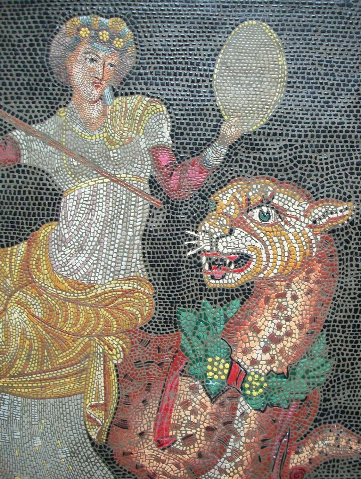 20th Century Dionysus Riding Panther, Molded Mosaic Style Panel, Signed, Greece, C.1987 For Sale