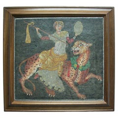 Vintage Dionysus Riding Panther, Molded Mosaic Style Panel, Signed, Greece, C.1987
