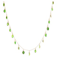 Diopside Stone and Yellow Gold Necklace