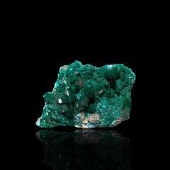 Dioptase on Calcite With Plancheite