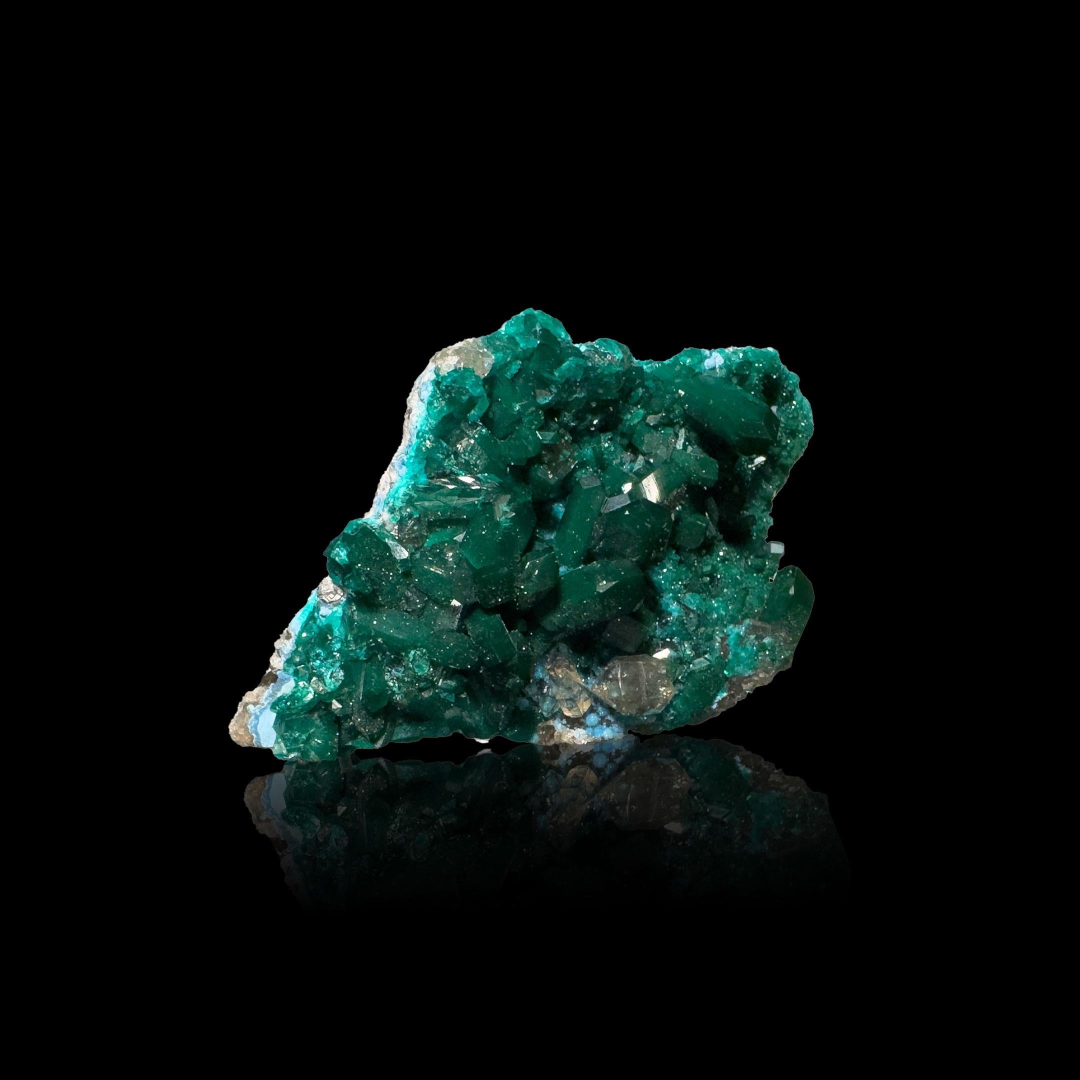 Dioptase on Calcite With Plancheite In New Condition For Sale In New York, NY