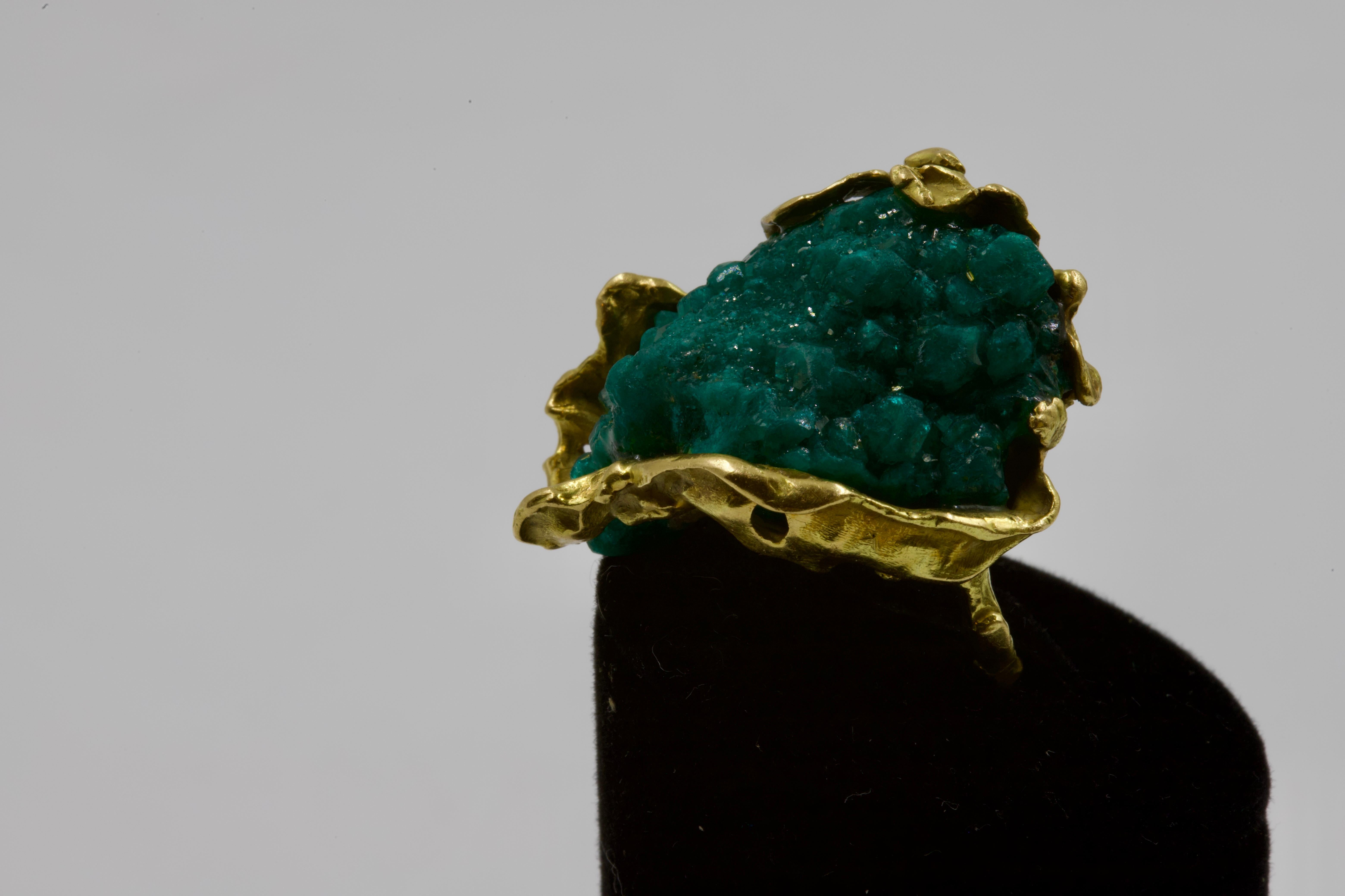 Uncut Arlette Mouchet Dioptase Ring For Sale
