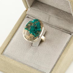 Dioptase silver ring, Ashirite silver ring