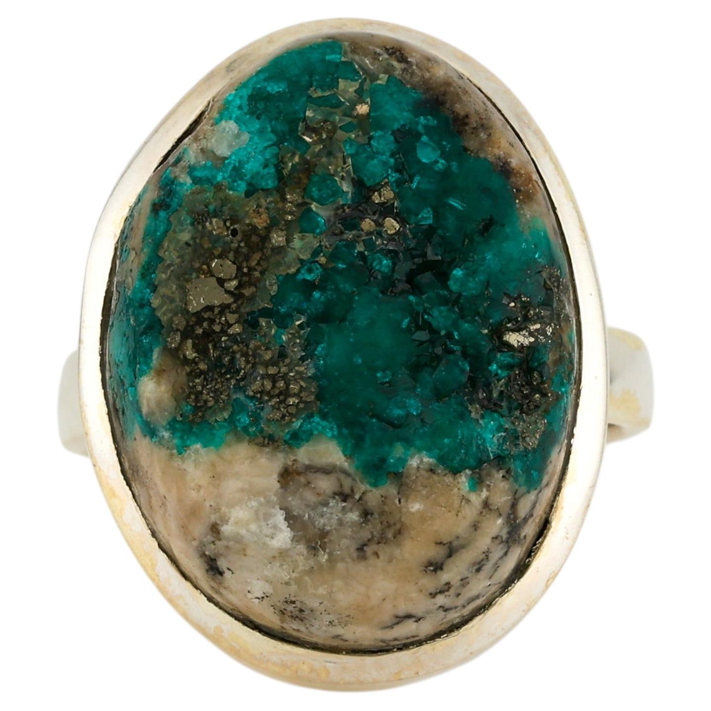 Anello in argento con diottasio, anello in argento con ashirite