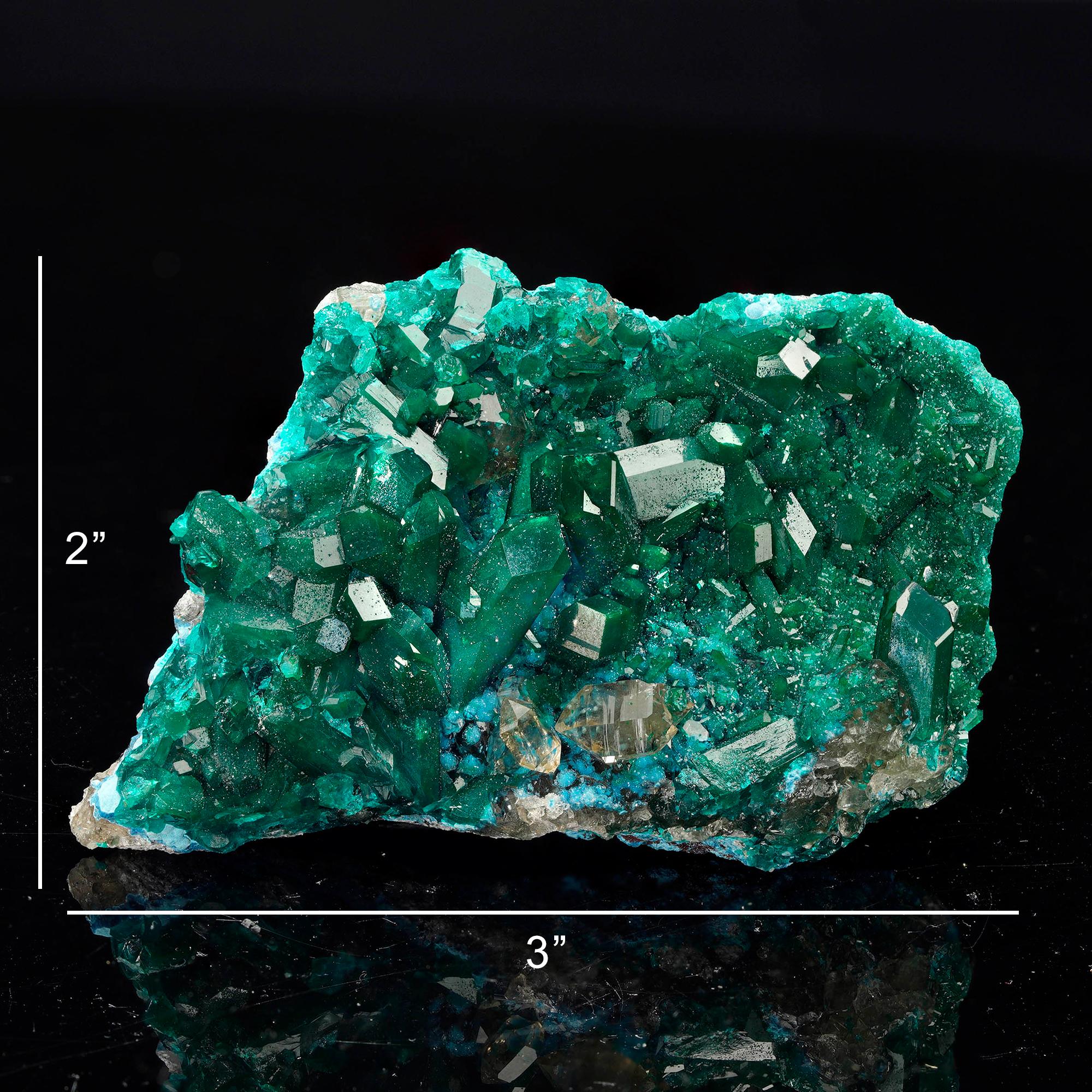 Dioptasio con plancheite su calcite I in vendita 1