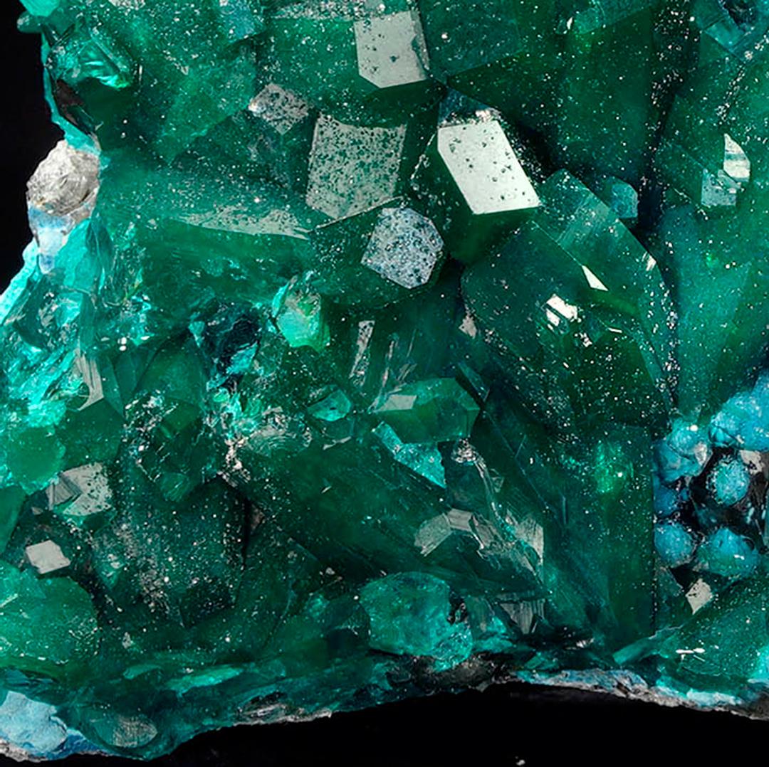 Dioptasio con plancheite su calcite I in vendita 2