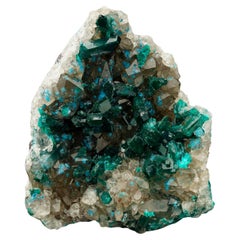 Dioptase With Plancheite on Calcite III