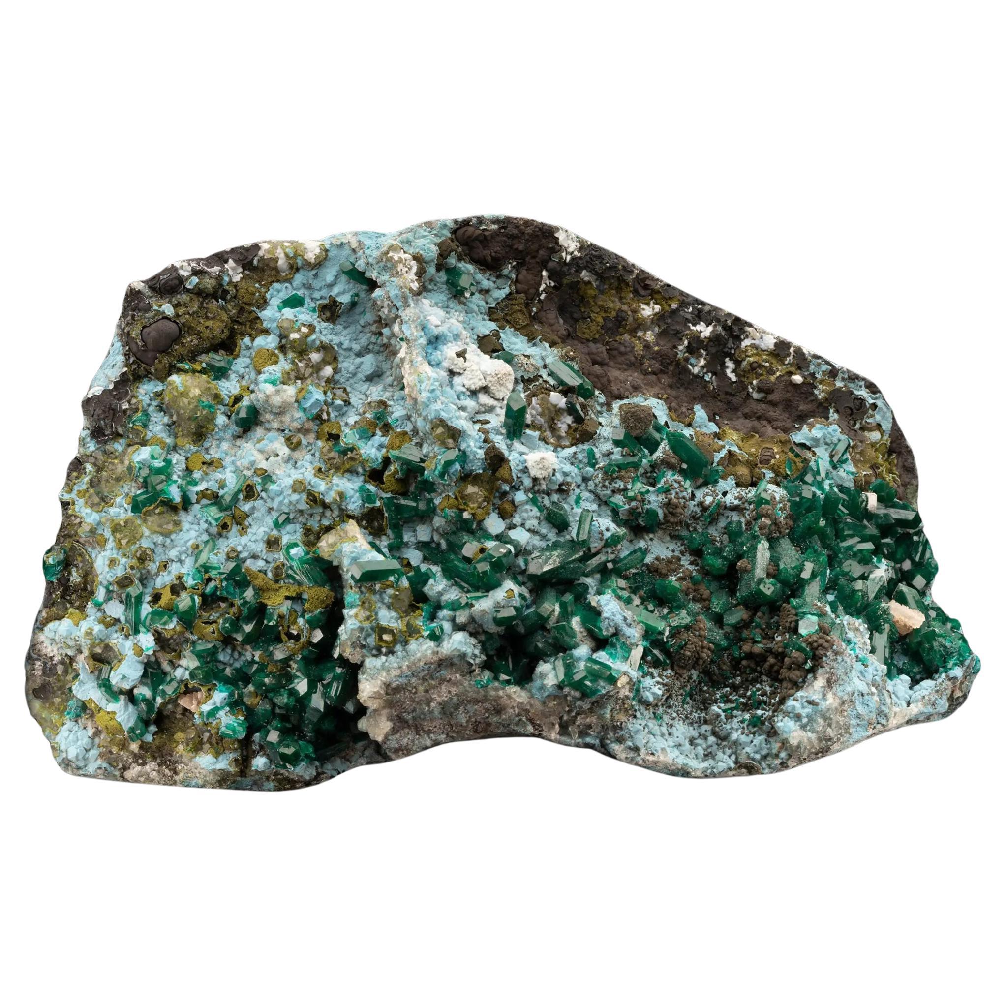 Dioptase with Shattuckite and Adamite