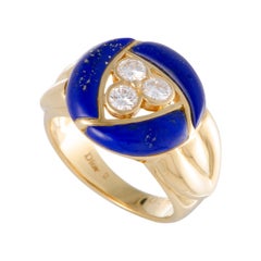 Dior 0.60 Carat Diamond and Lapis Lazuli Yellow Gold Ring