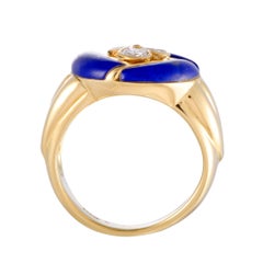 Dior 0.60 Carat Diamond and Lapis Lazuli Yellow Gold Ring
