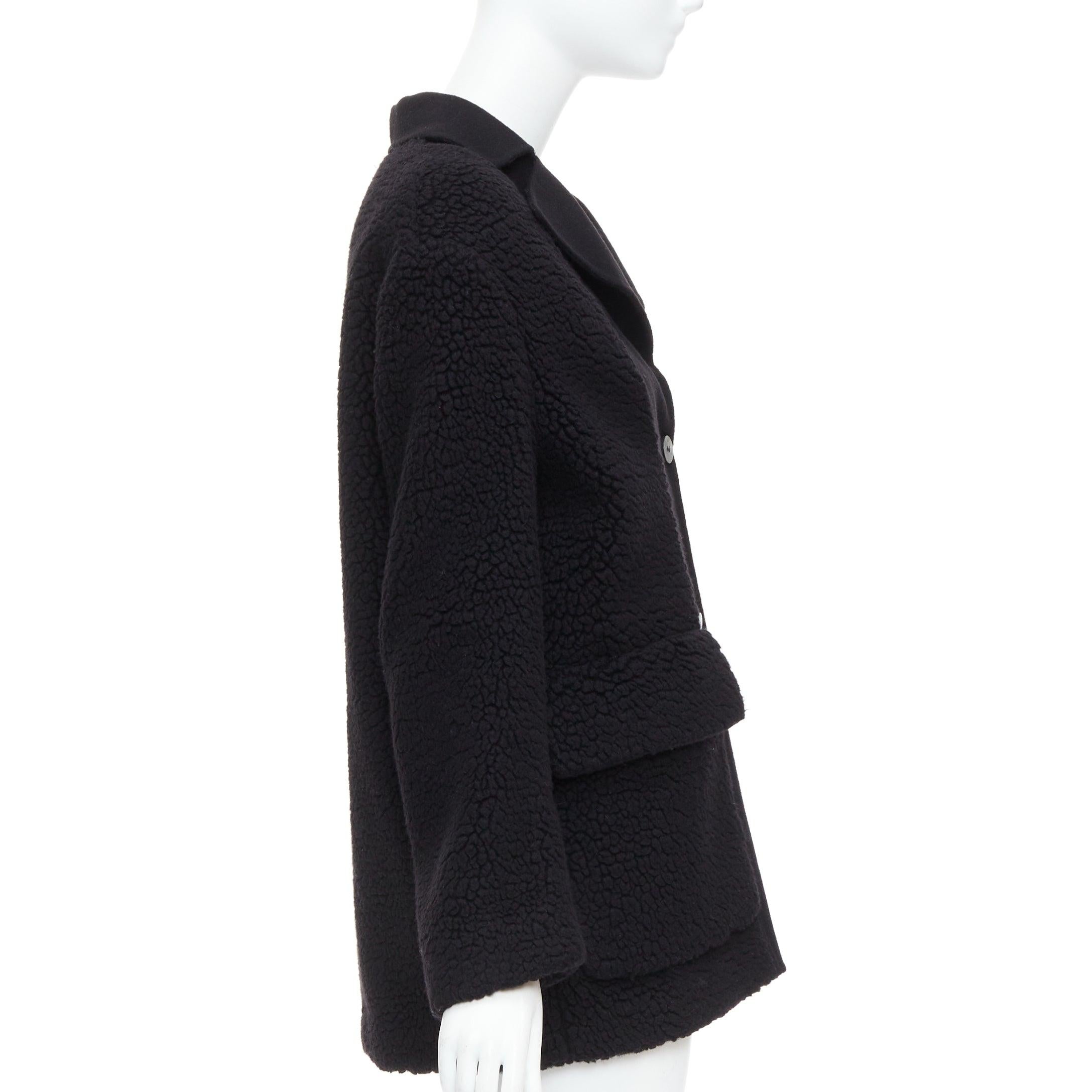 Women's DIOR 100% cashmere black teddy textured pocketed coat FR34 XS For Sale