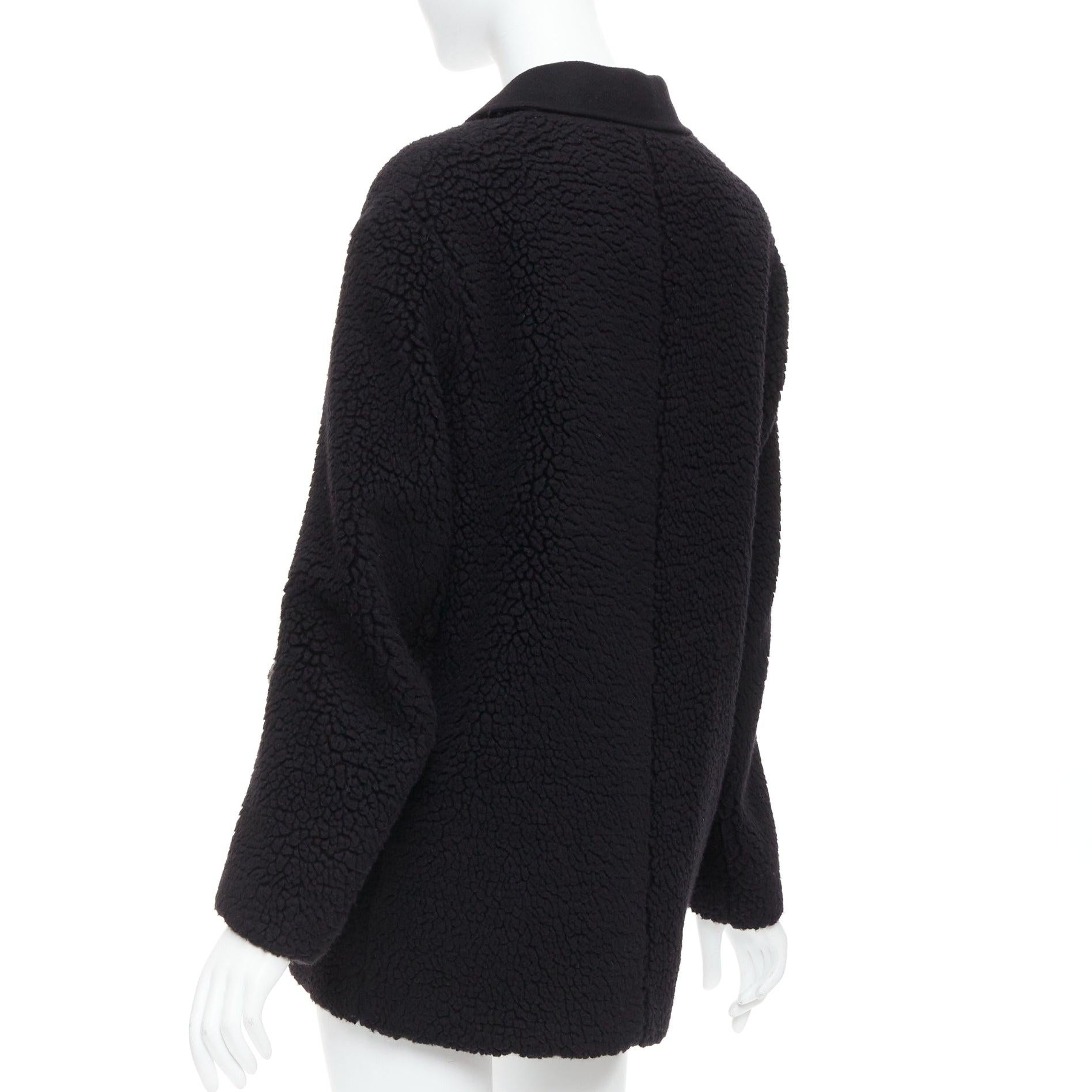 DIOR 100% cashmere black teddy textured pocketed coat FR34 XS For Sale 2
