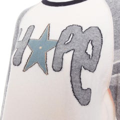 DIOR 100% cashmere pink grey HOPE star raglan sweater FR36 S