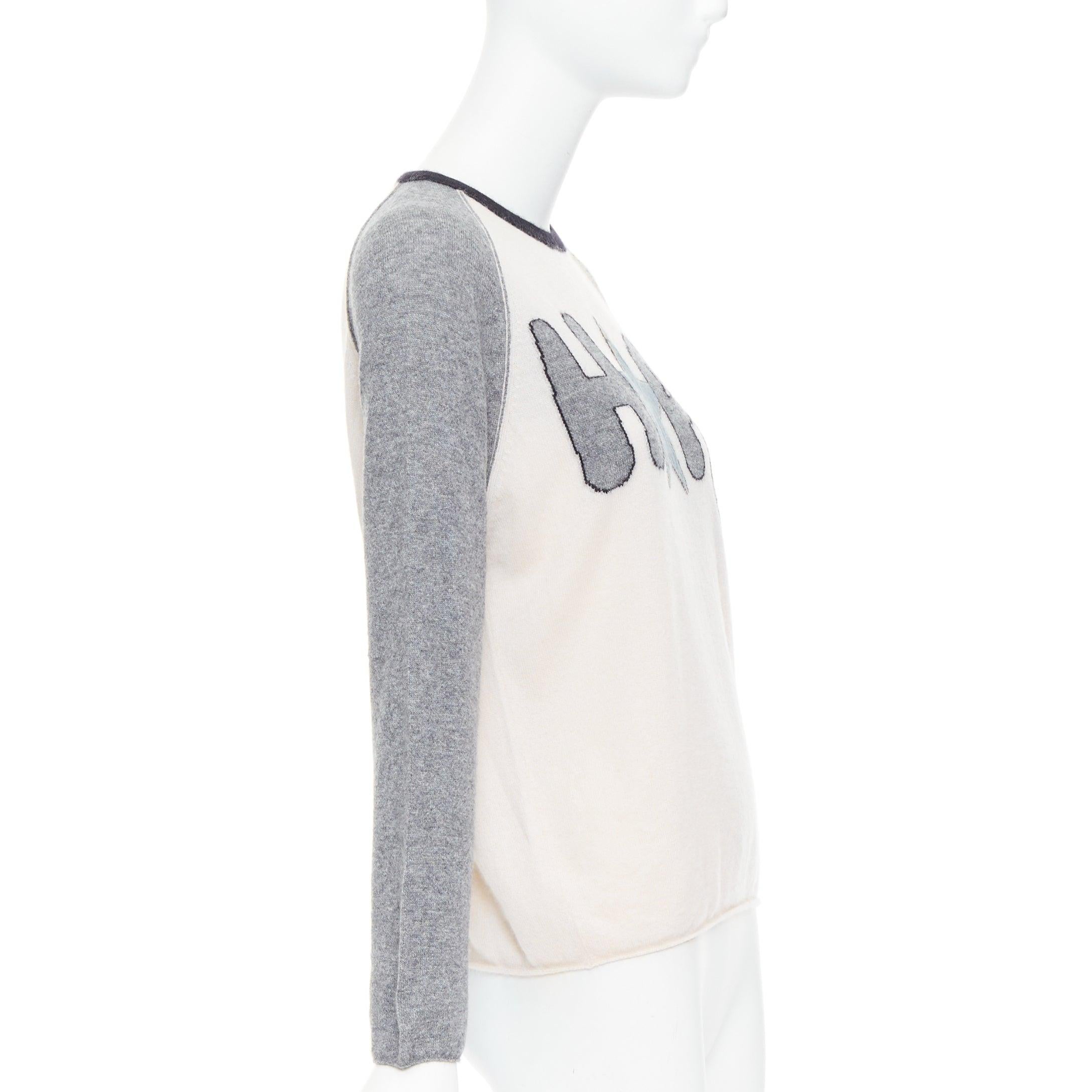 DIOR 100% cashmere pink grey HOPE star raglan sweater FR36 S In Excellent Condition For Sale In Hong Kong, NT