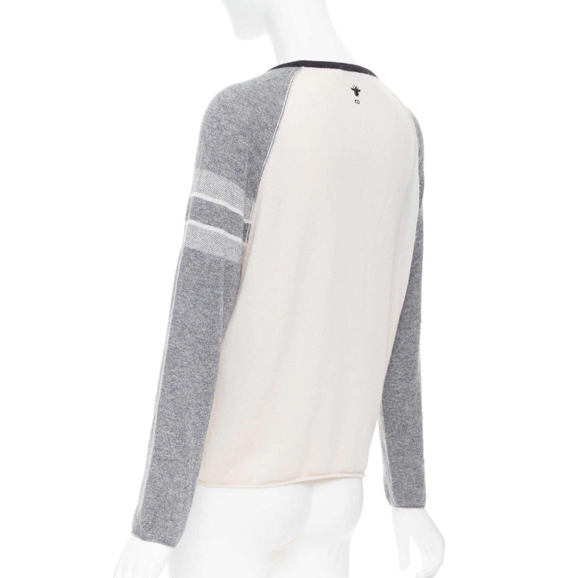 DIOR 100% cashmere pink grey HOPE star raglan sweater FR36 S For Sale 1