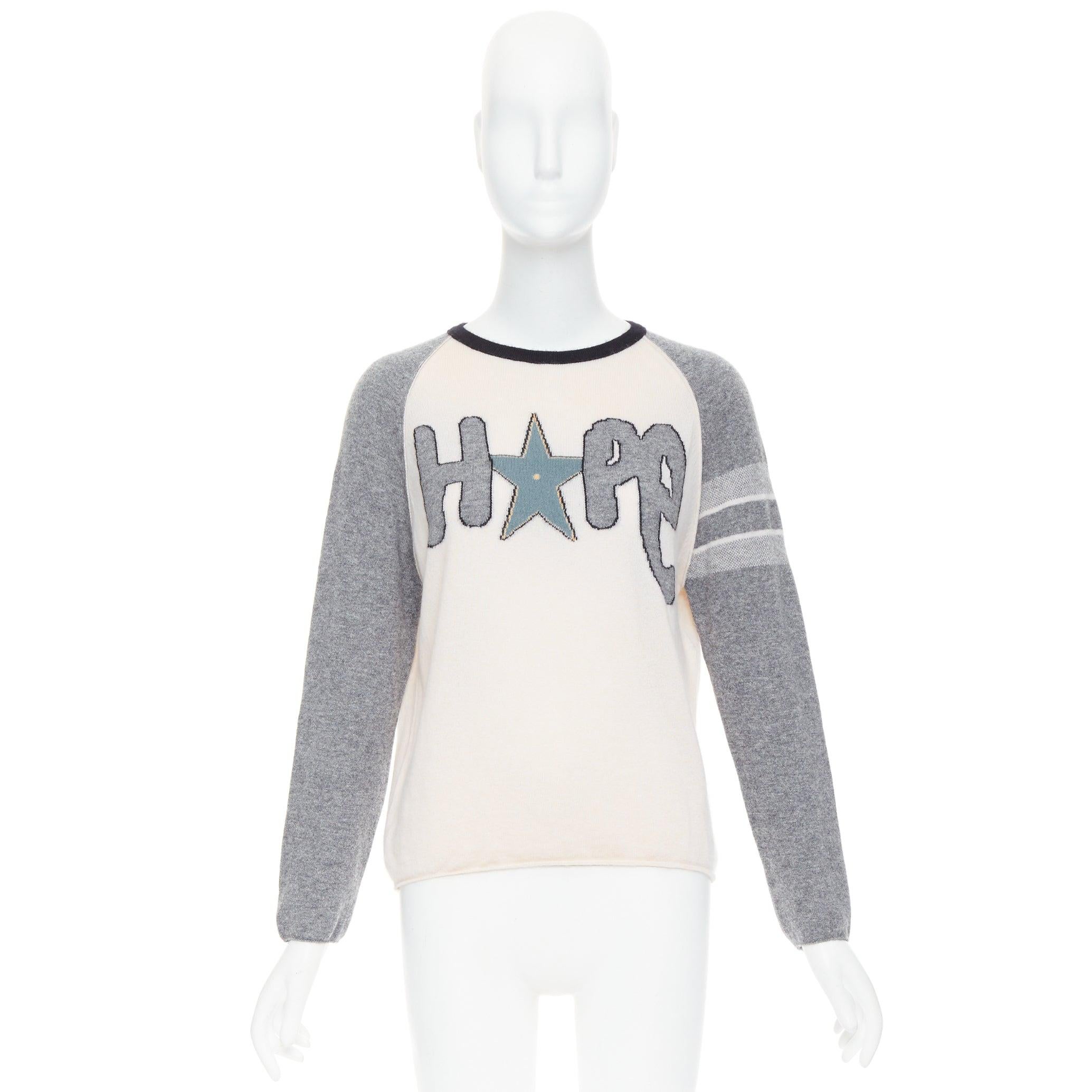 DIOR 100% cashmere pink grey HOPE star raglan sweater FR36 S For Sale 4