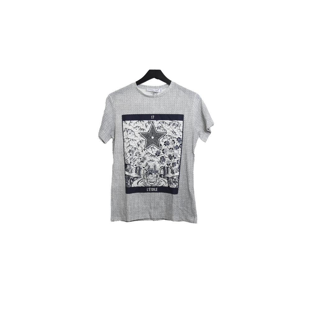 Dior 17 L'Etoile T-Shirt mit Stern-Blumendruck in Marineweiß (Grau) im Angebot