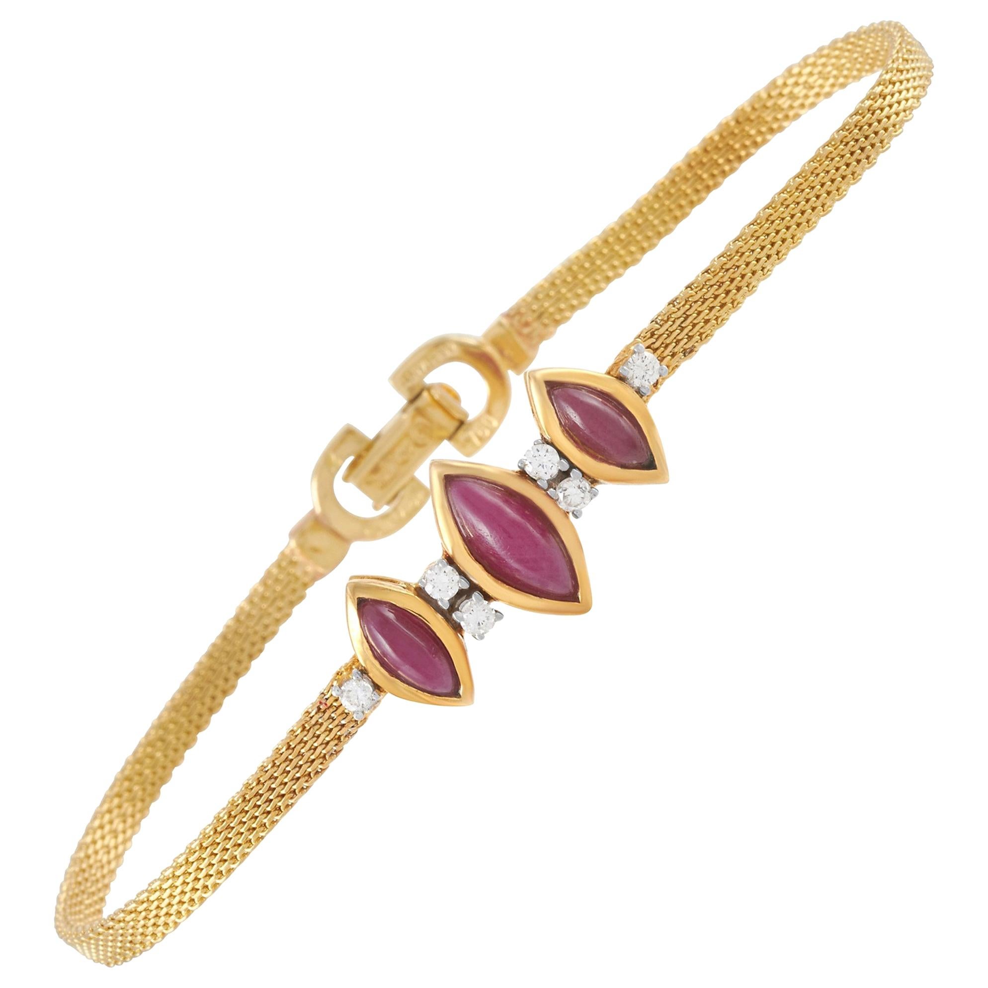 Dior 18 Karat Yellow Gold Diamond and Ruby Bracelet