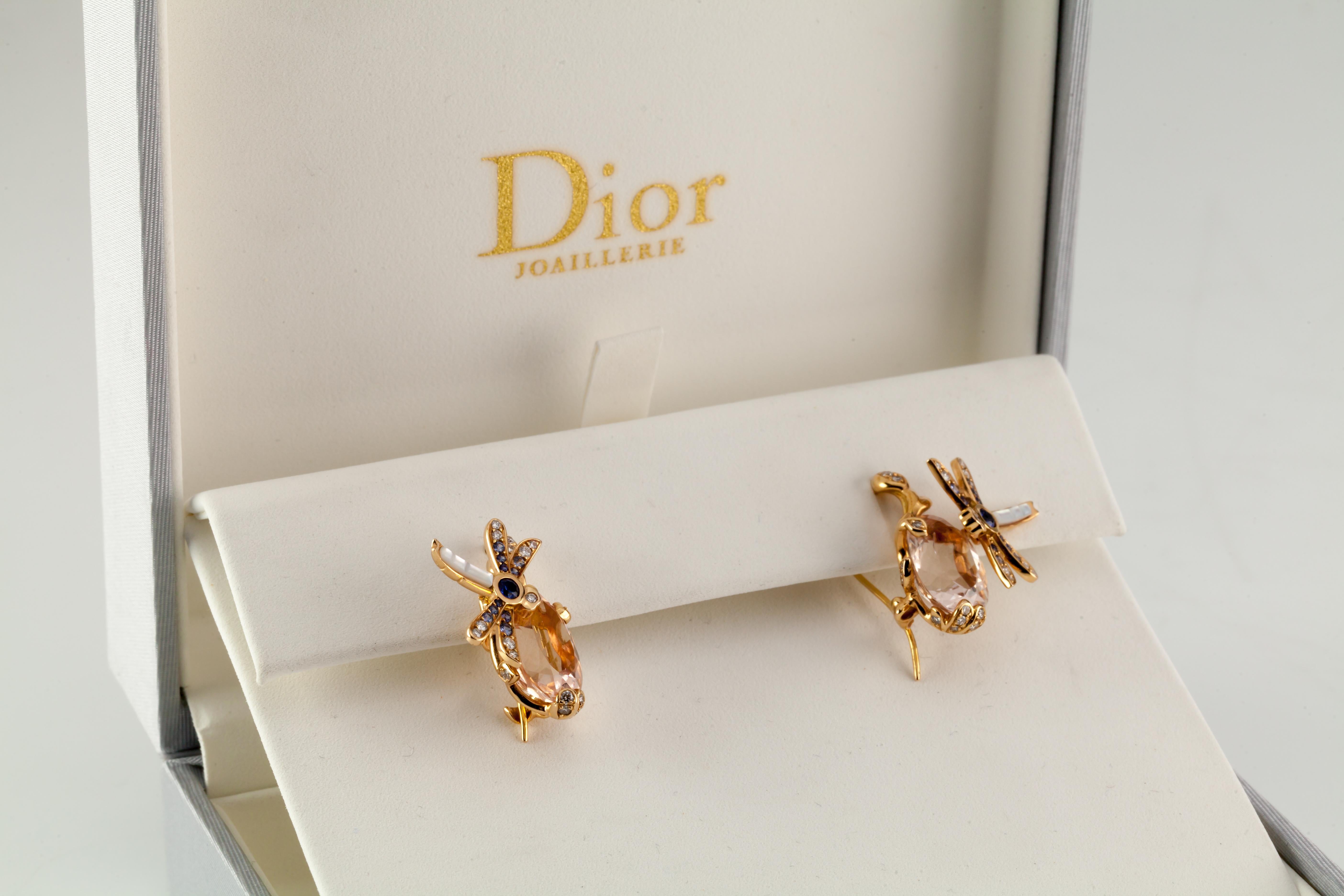 Dior 18 Karat Roségold Gourmande Pastell Libellen-Ohrringe mit Box und Papieren (Zeitgenössisch) im Angebot