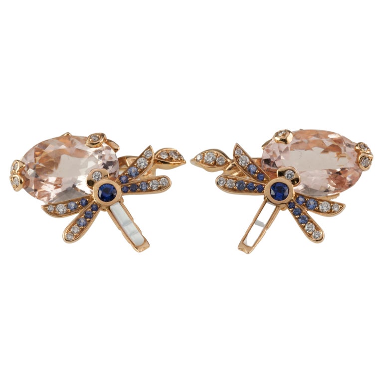 Dior 18k Rose Gold Gourmande Pastel Dragonfly Earrings w/ Box and