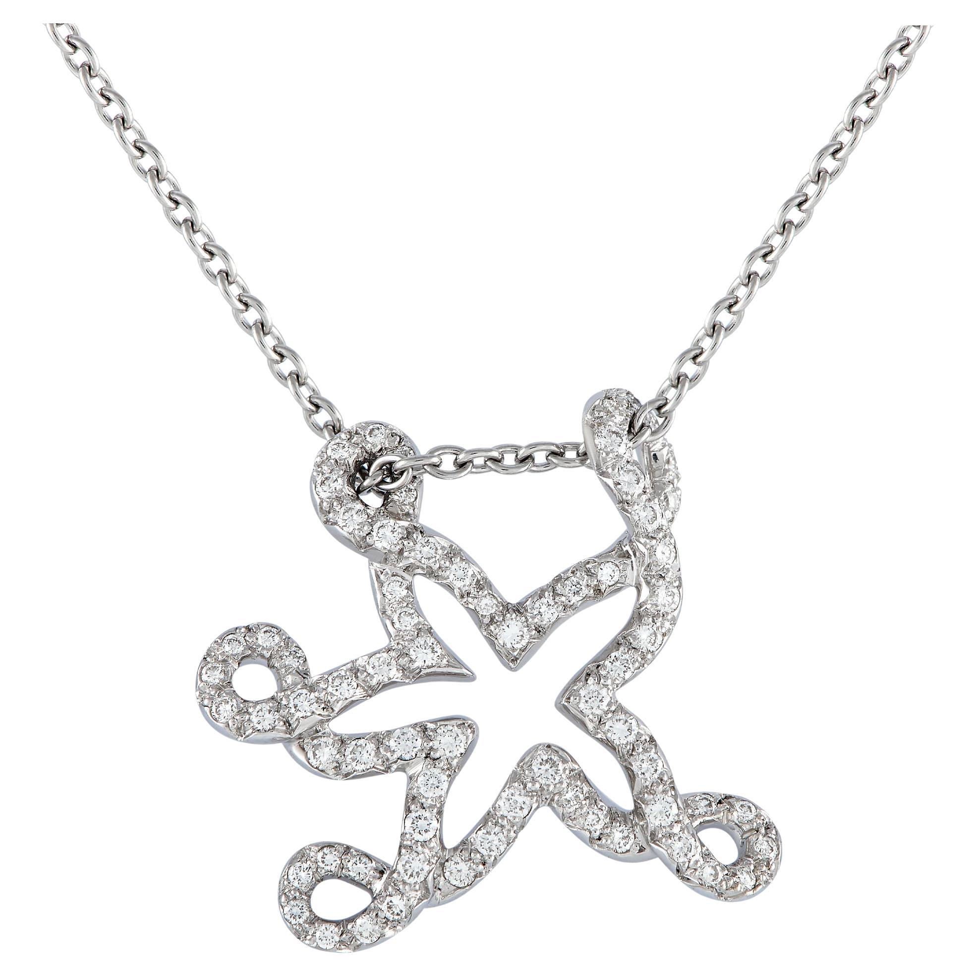 Dior 18k White Gold 0.65 Carat Diamond Starfish Necklace For Sale