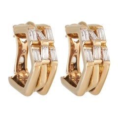 Dior 18k Yellow Gold 1.75 Ct Baguette Diamond Earrings