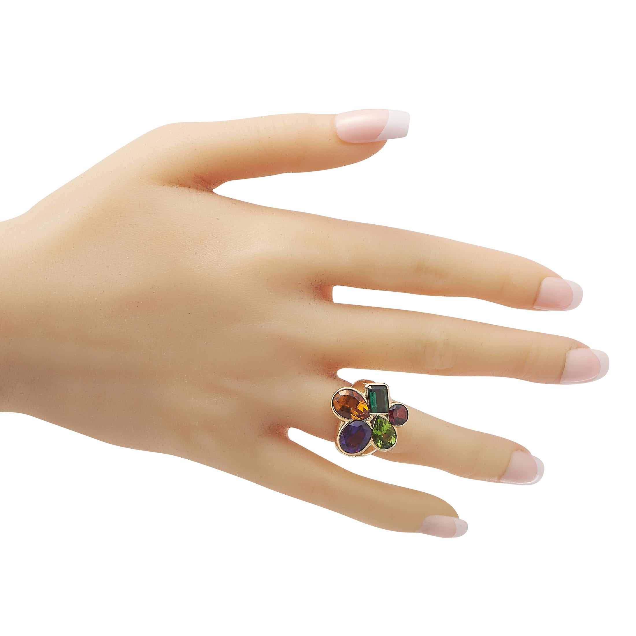 18 Karat Gelbgold Multicolor-Cocktailring mit Edelsteinen von Dior (Gemischter Schliff)
