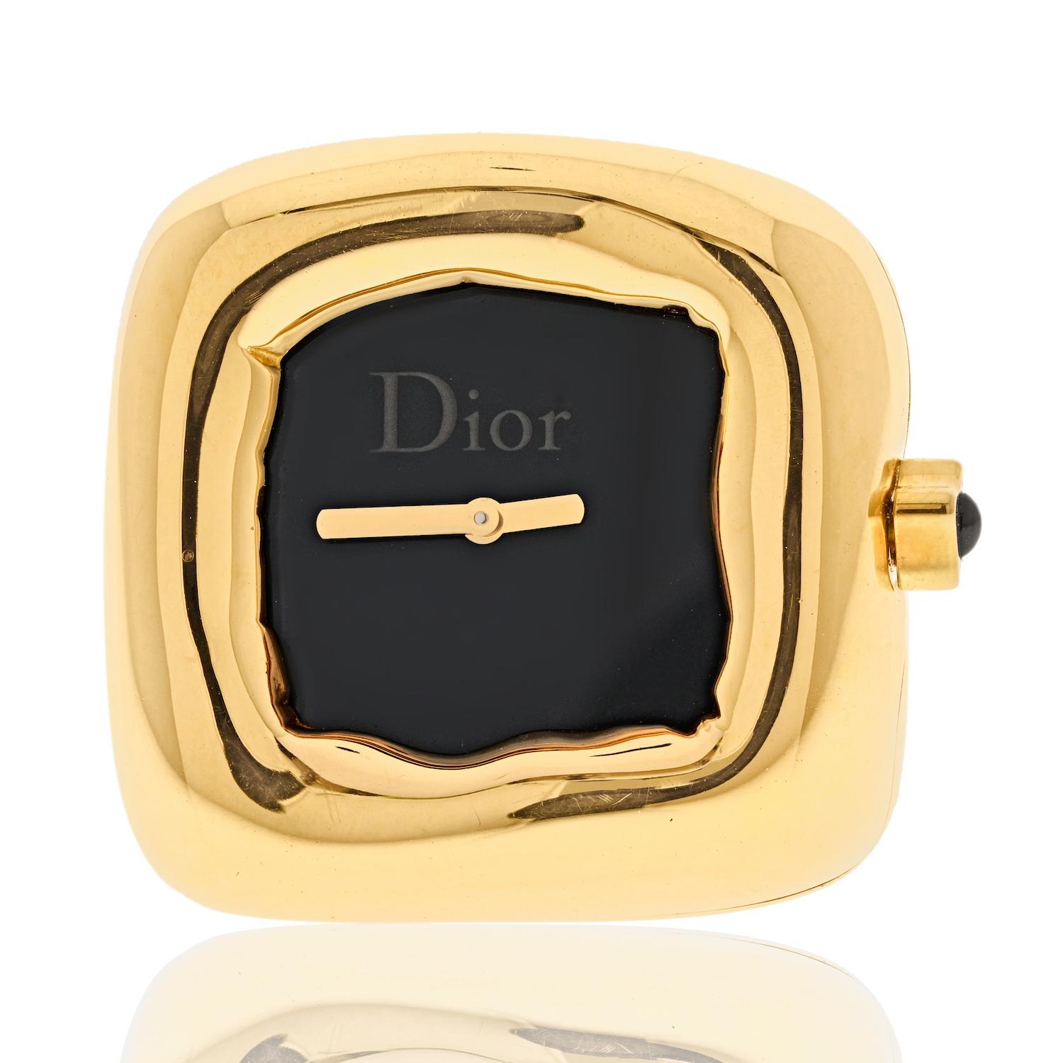Dior 18K Yellow Gold Nougat Watch Cocktail Fashion Ring 4