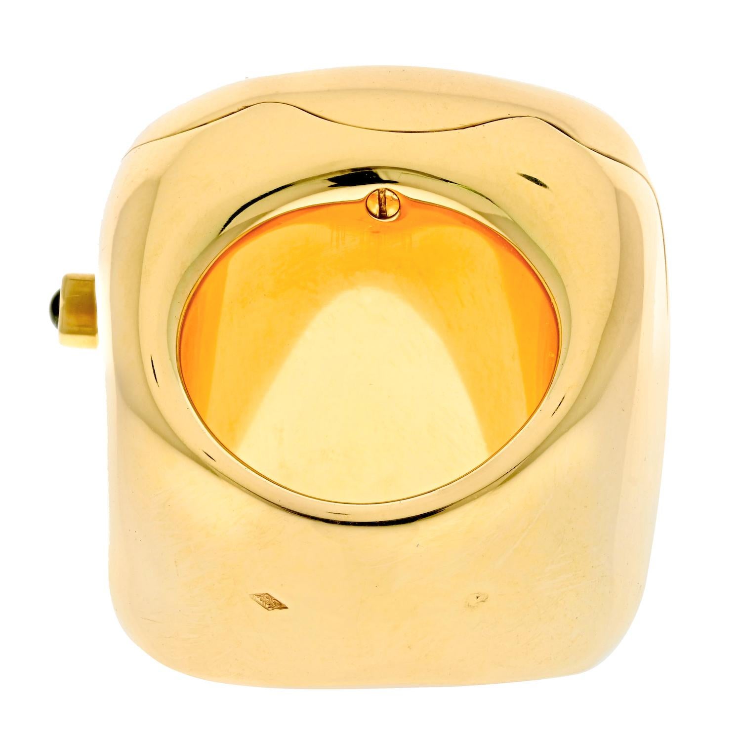 Dior 18K Yellow Gold Nougat Watch Cocktail Fashion Ring 7