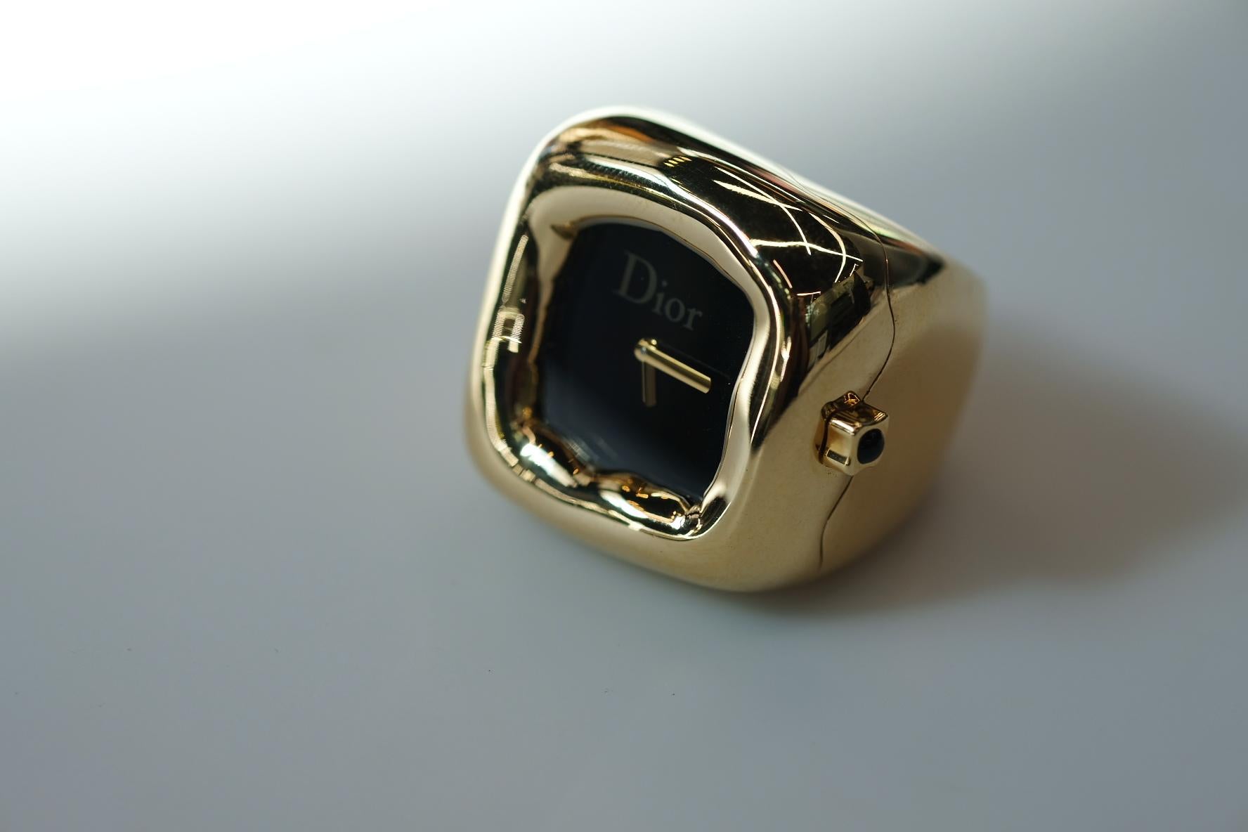Dior 18K Yellow Gold Nougat Watch Cocktail Fashion Ring 3