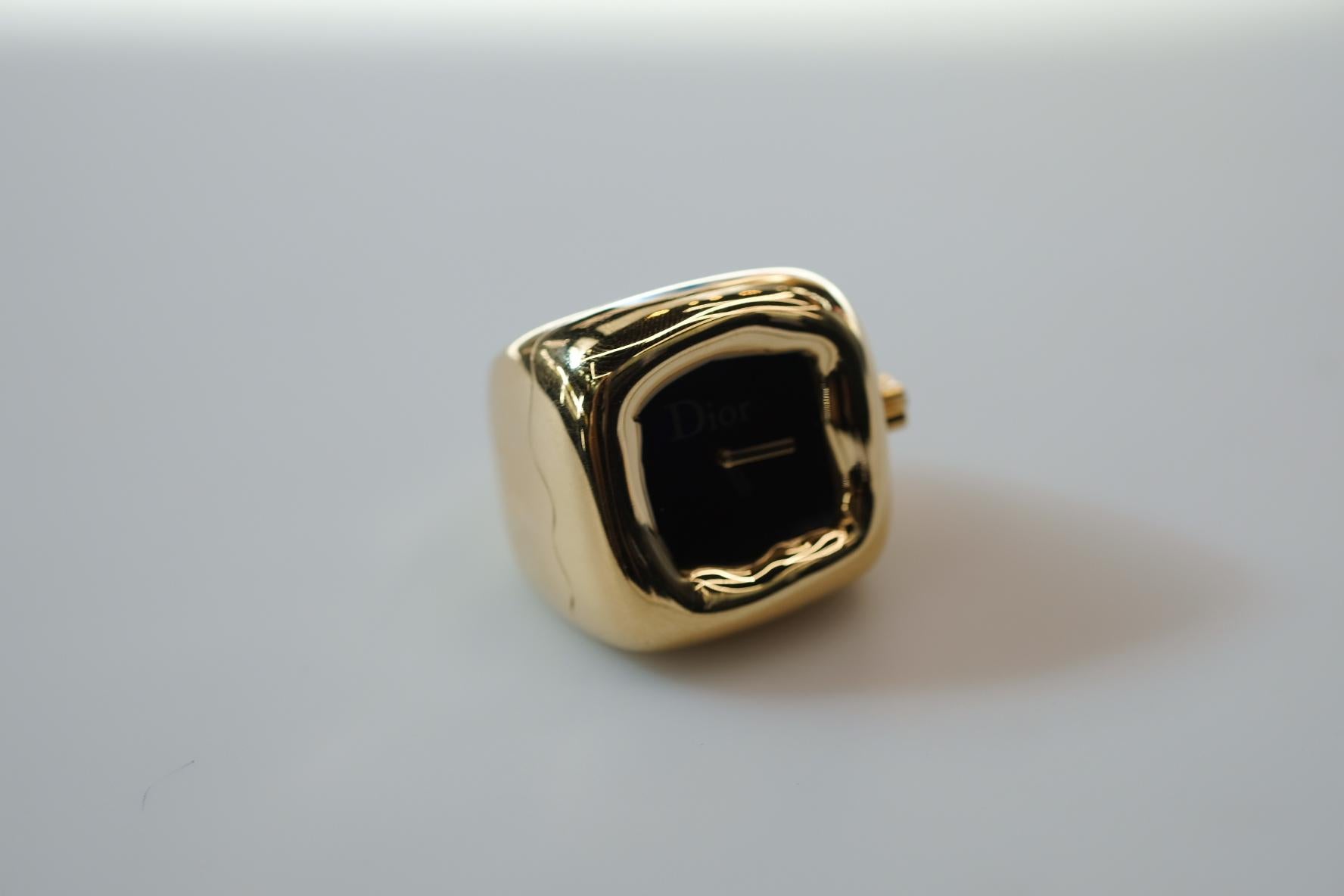 Women's or Men's Dior 18K Yellow Gold Nougat Watch Cocktail Fashion Ring