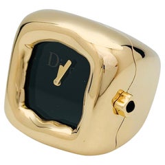 Vintage Dior 18K Yellow Gold Nougat Watch Cocktail Fashion Ring