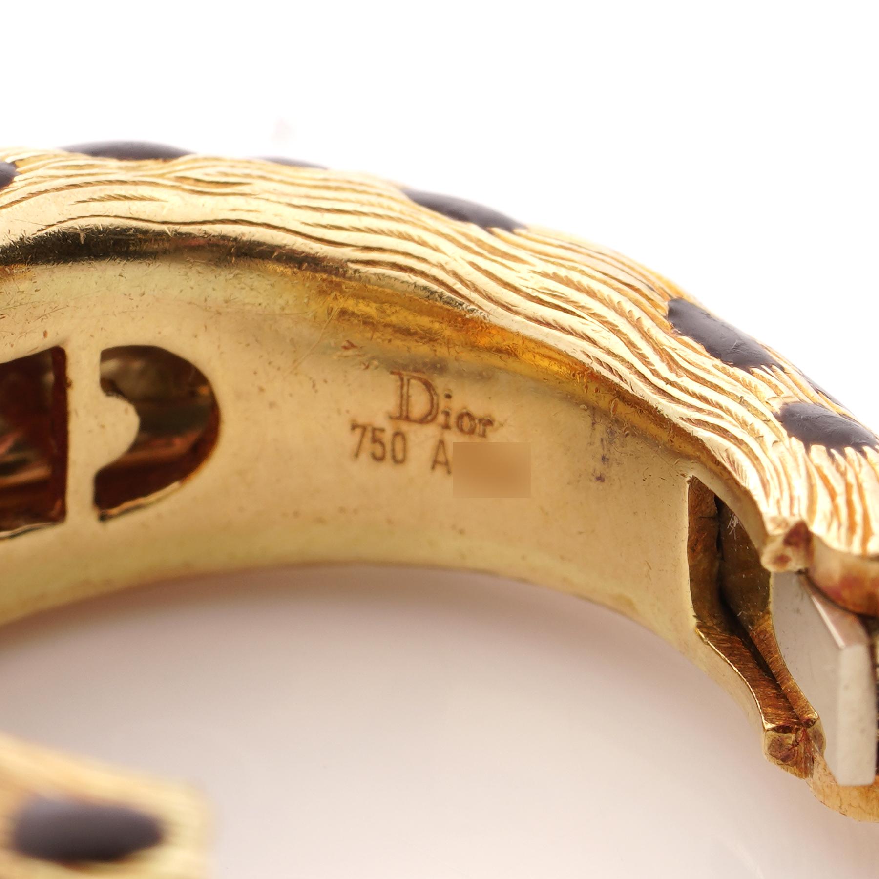 Dior Ohrclips aus 18-karätigem Gold und Emaille im Leopardendesign mit Zitrinsteinen  im Angebot 3