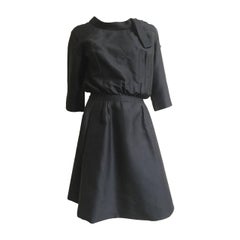 Dior 1950s Black Silk Evening Dress With Pockets Size 6.