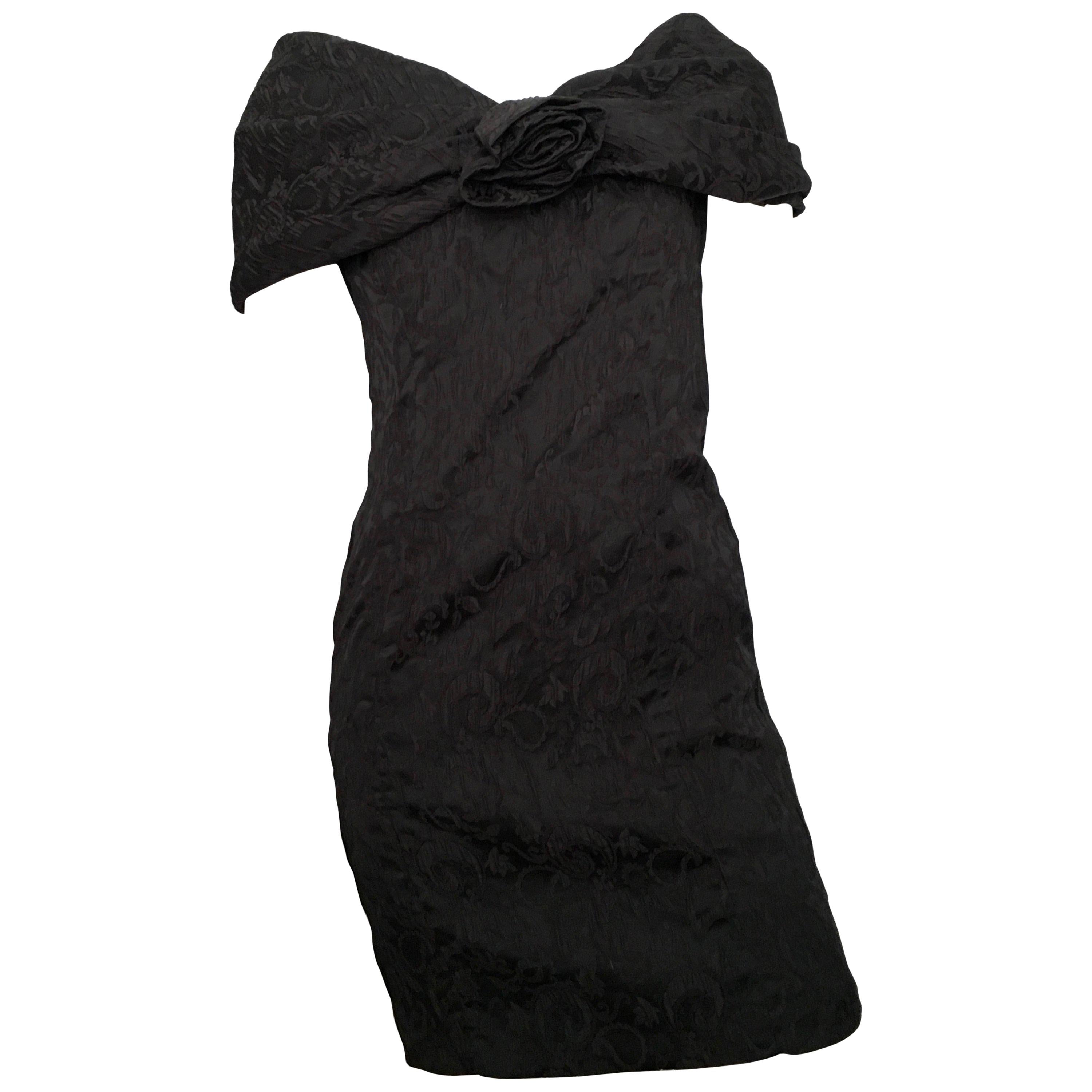 Dior 1980s Black Silk Evening Dress Size 6. For Sale