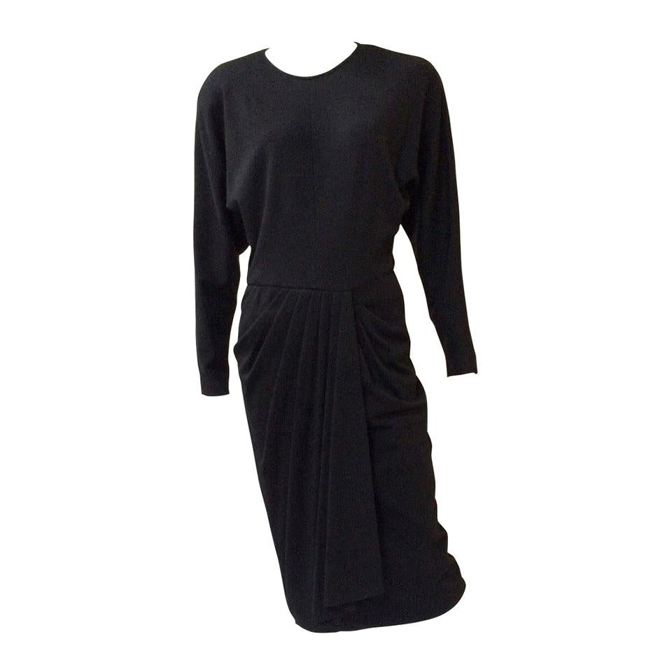  Dior 1980s Black Wool Knit Dress Size 6. For Sale