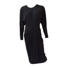  Dior 1980s Black Wool Knit Dress Size 6.