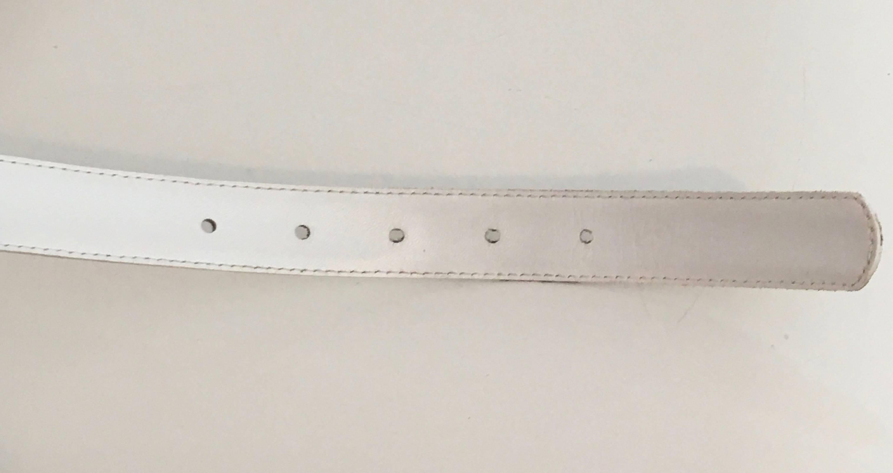 Dior Logo Buckle with White Leather Strap, 1980s   For Sale 4