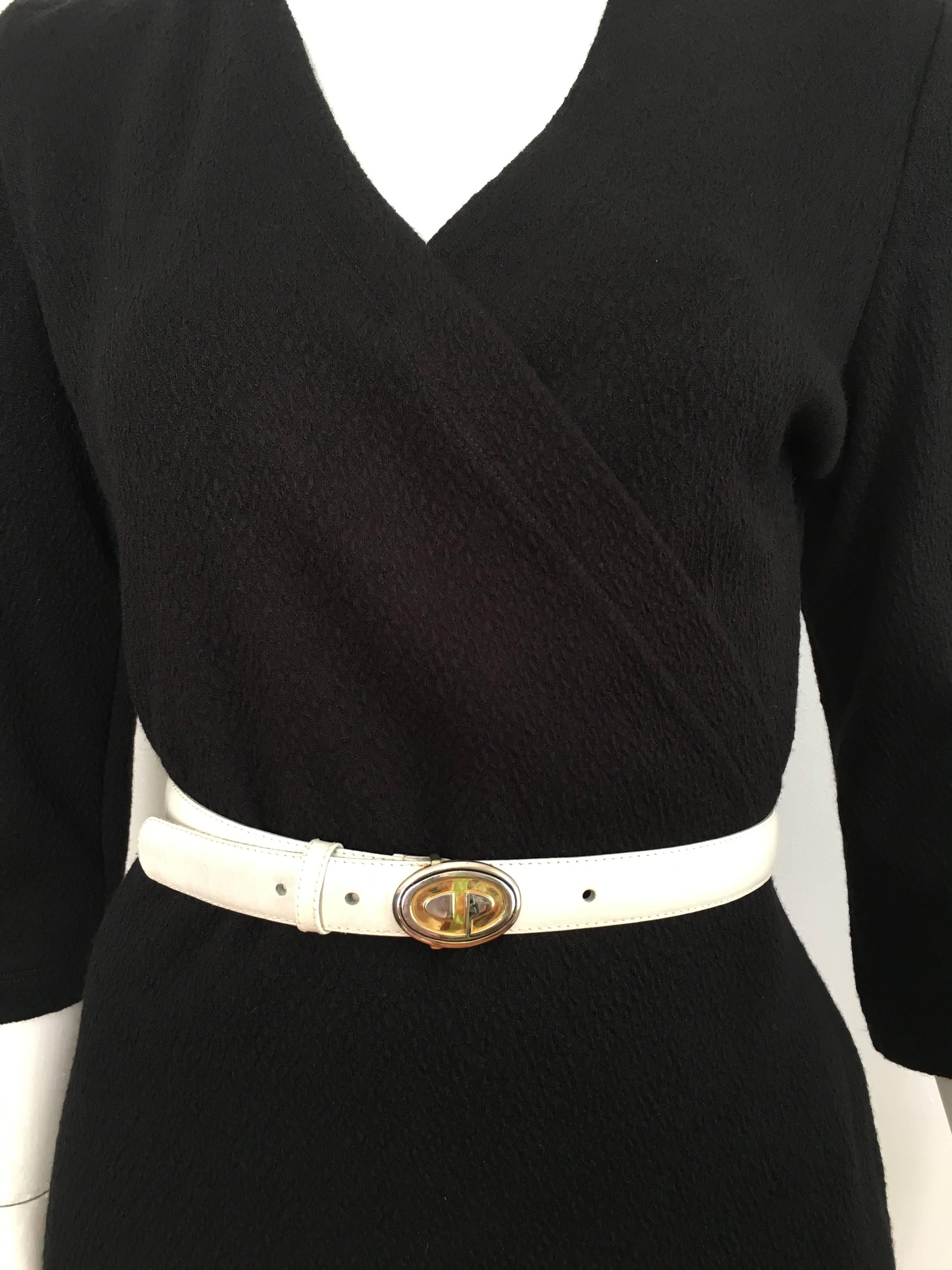 Women's or Men's Dior Logo Buckle with White Leather Strap, 1980s   For Sale