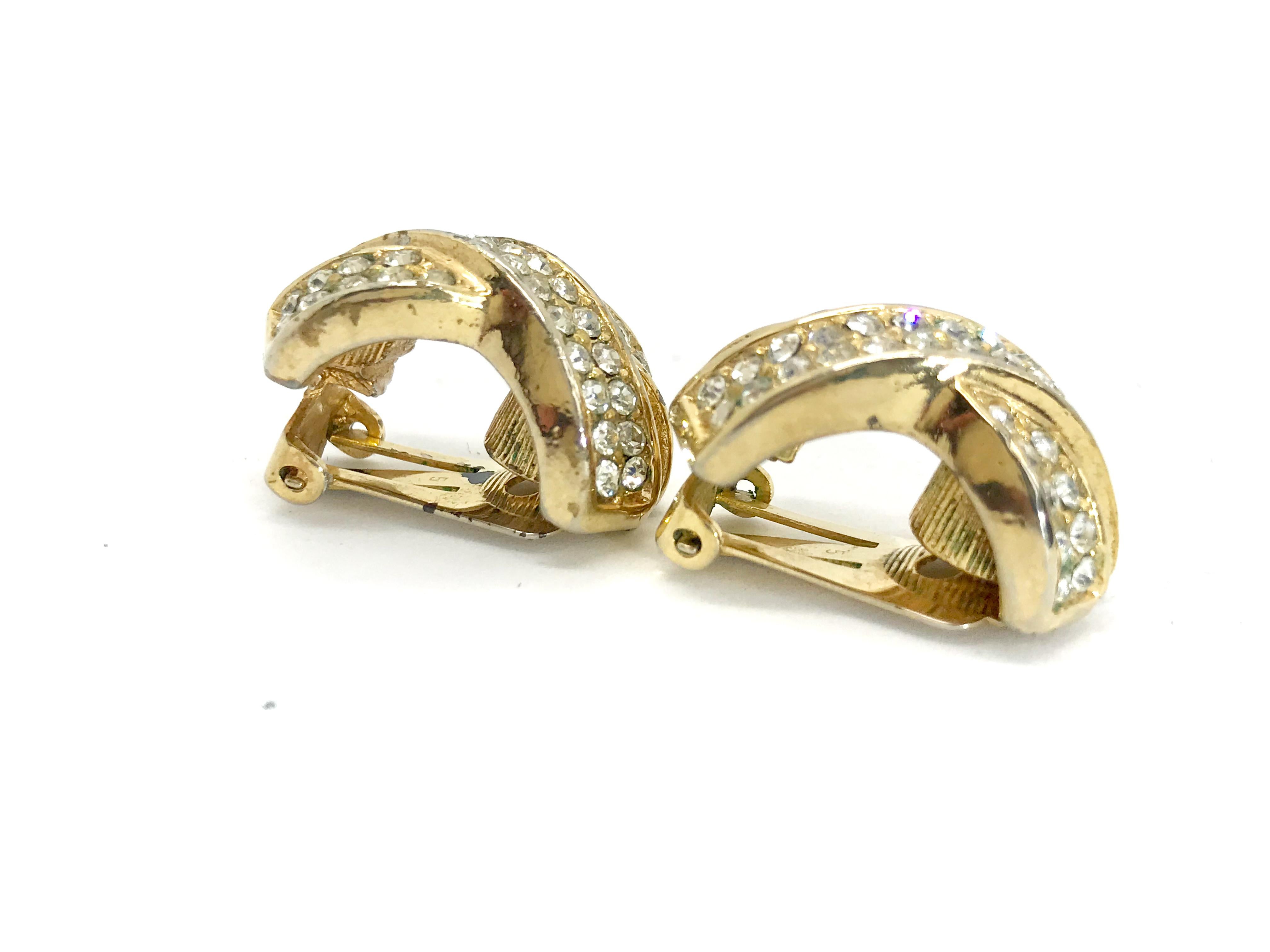Contemporary Dior 1980s Vintage Crystal Clip On Statement Earrings.
